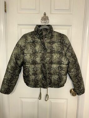 Ashley By 26 International Olive Green Snake Print Outerwear Jacket
